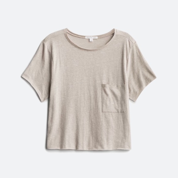 Threads for thought, tan t shirt, slightly cropped. Size medium - Picture 3 of 3